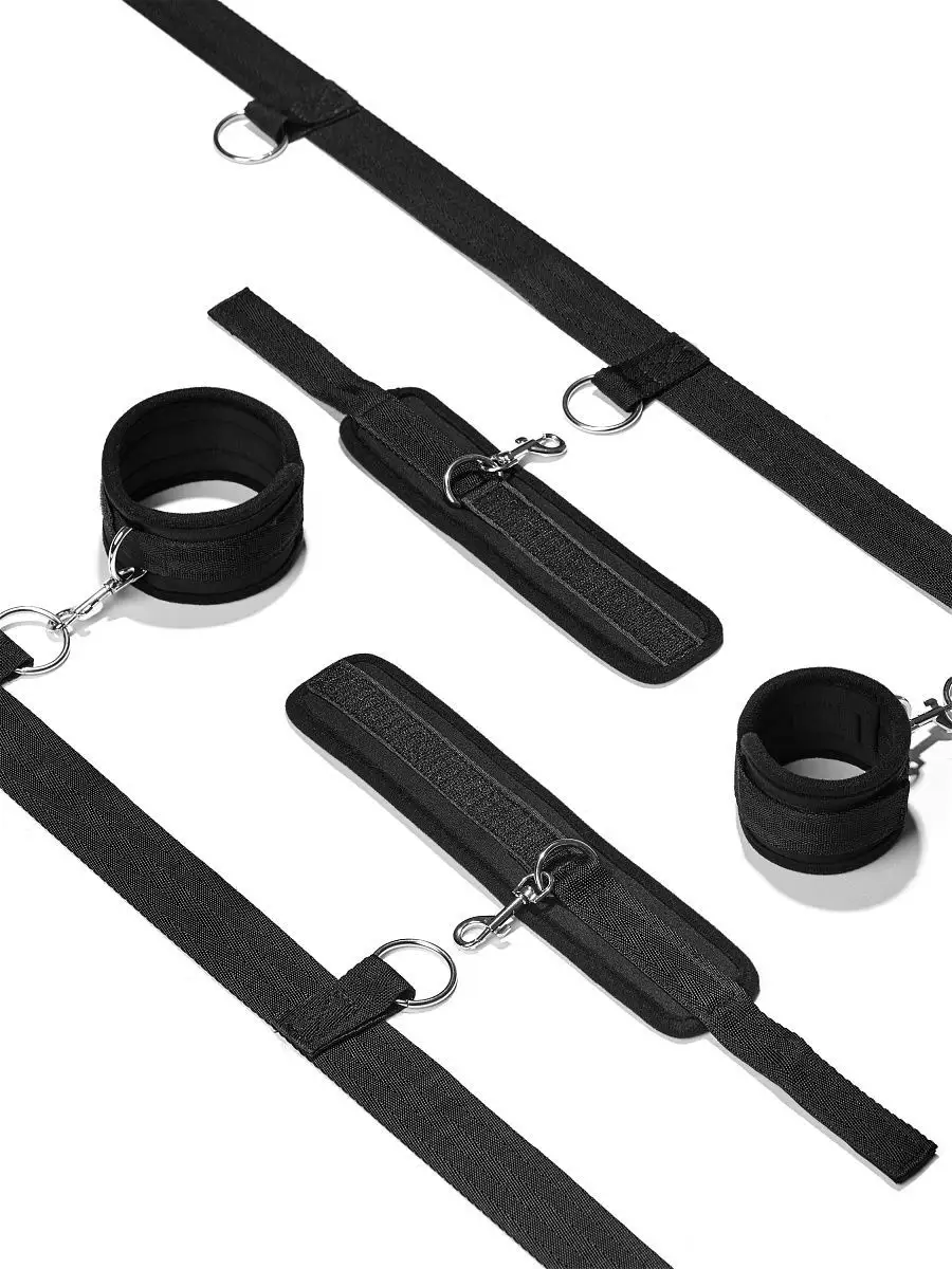 Фиксатор рук и ног для кровати Fetish Tentation Ankle and Wrist Straps for Bad с маской на глаза