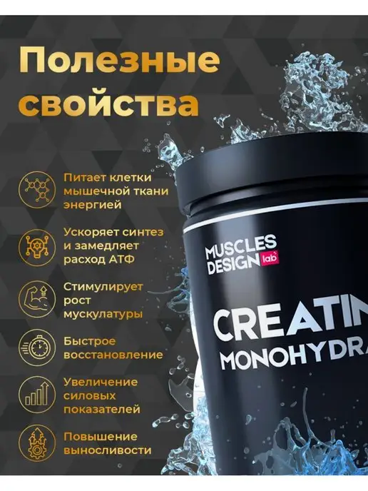 Muscles Design Lab Креатин моногидрат порошок creatine monohydrate 200 г, 200 г, фото 2