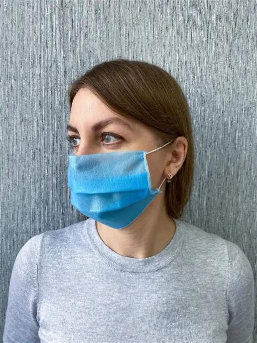 Штучки, к которым тянутся ручки Маска защитная для лица одноразовая, 10 штук, не медицинская, голубой, фото 2
