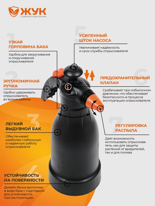 Жук Опрыскиватель садовый помповый ЖукОптима 2 л, 2 л, фото 2