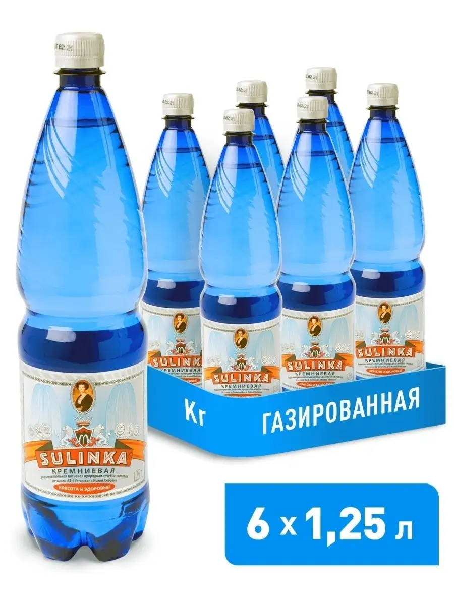 Мин. леч.-ст. вода Сулинка Кремн. газ. 6 шт по 1,25л SULINKA 11932218  купить в интернет-магазине Wildberries