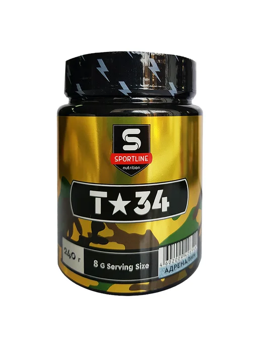 SportLine Nutrition Предтренировочный комплекс T-34 Адреналин 240 г, 240 г, фото 5