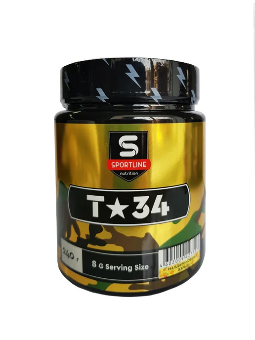 SportLine Nutrition Предтренировочный комплекс T-34 Мандариновый взрыв 240 г, 240 г, фото 5