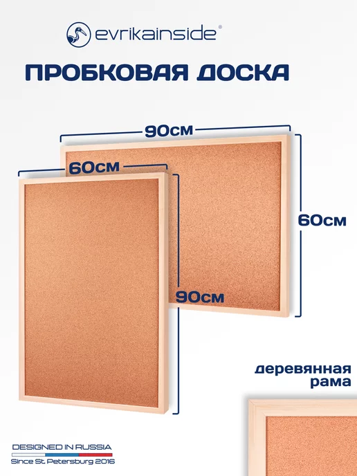 Evrikainside Доска пробковая Economy 60x90 см