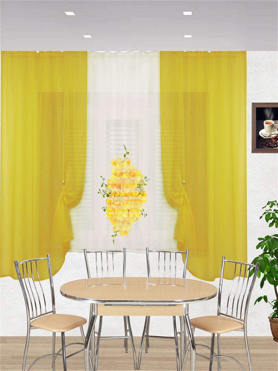 Желтые занавески на кухню