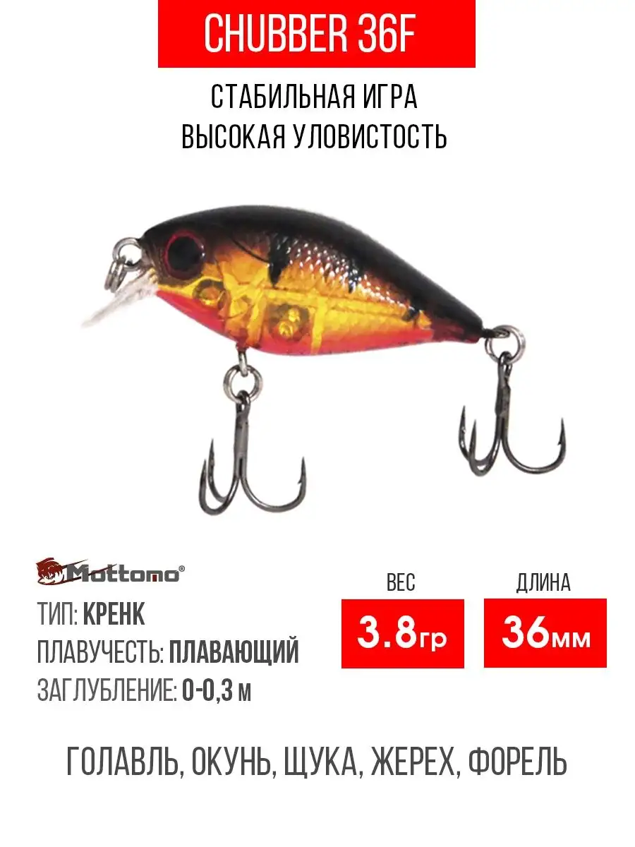 Воблер для рыбалки Chubber 36F 3,8g приманка окуня, щуку. Mottomo 11990058  купить за 472 ₽ в интернет-магазине Wildberries