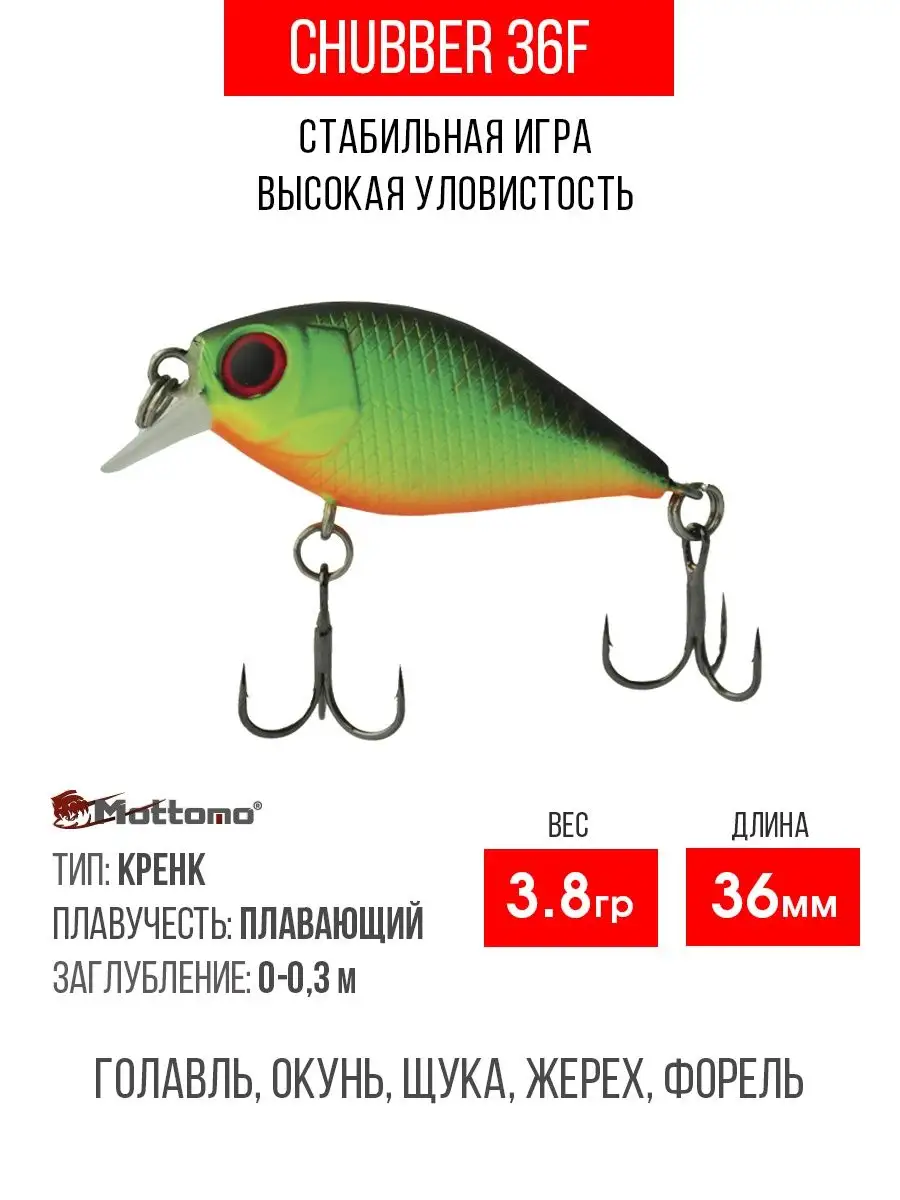 Воблер для рыбалки Chubber 36F 3,8g приманка окуня, щуку. Mottomo 11990064  купить за 472 ₽ в интернет-магазине Wildberries