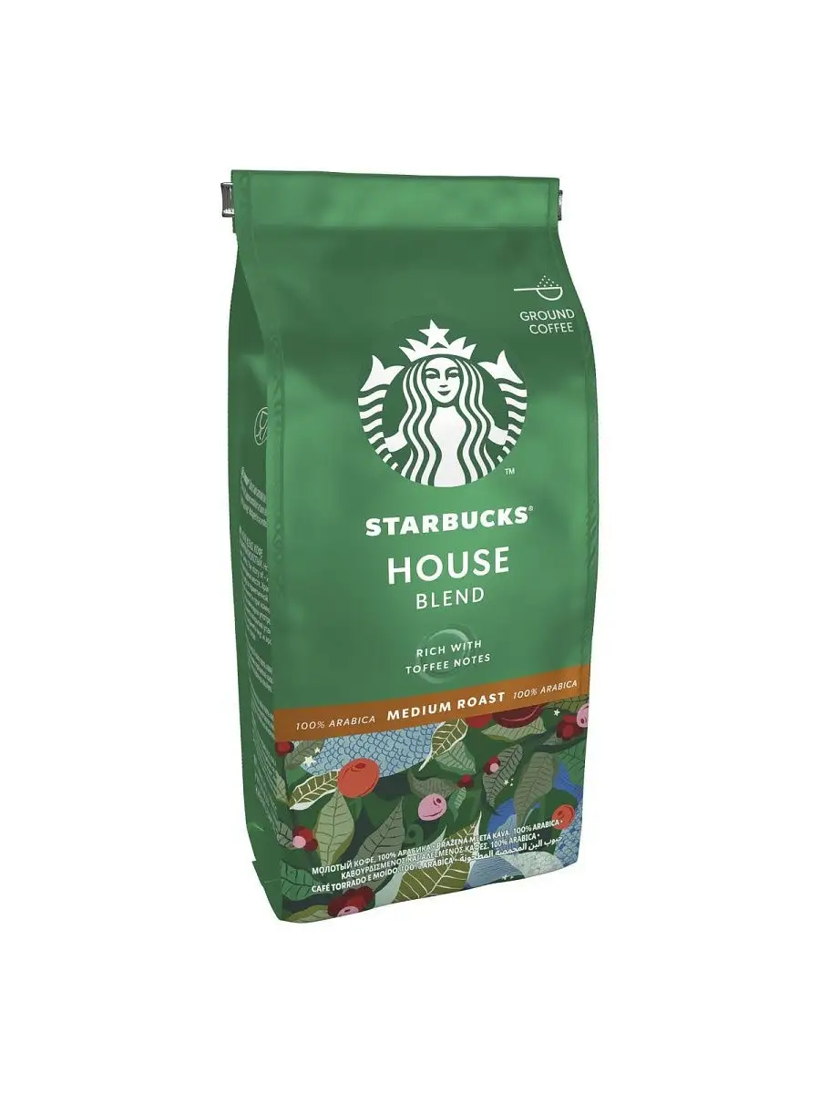 Starbucks House Blend, молотый кофе средней обжарки, 200 г Starbucks  12005075 купить в интернет-магазине Wildberries