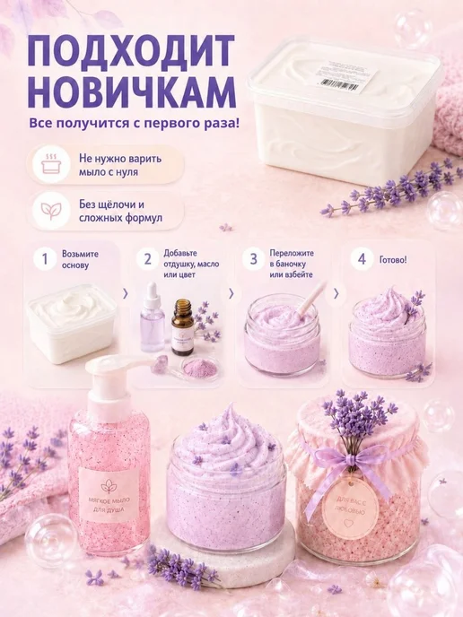 SoapMaster Кремообразная мыльная основа для кремового мыла и скраба, белый, фото 6