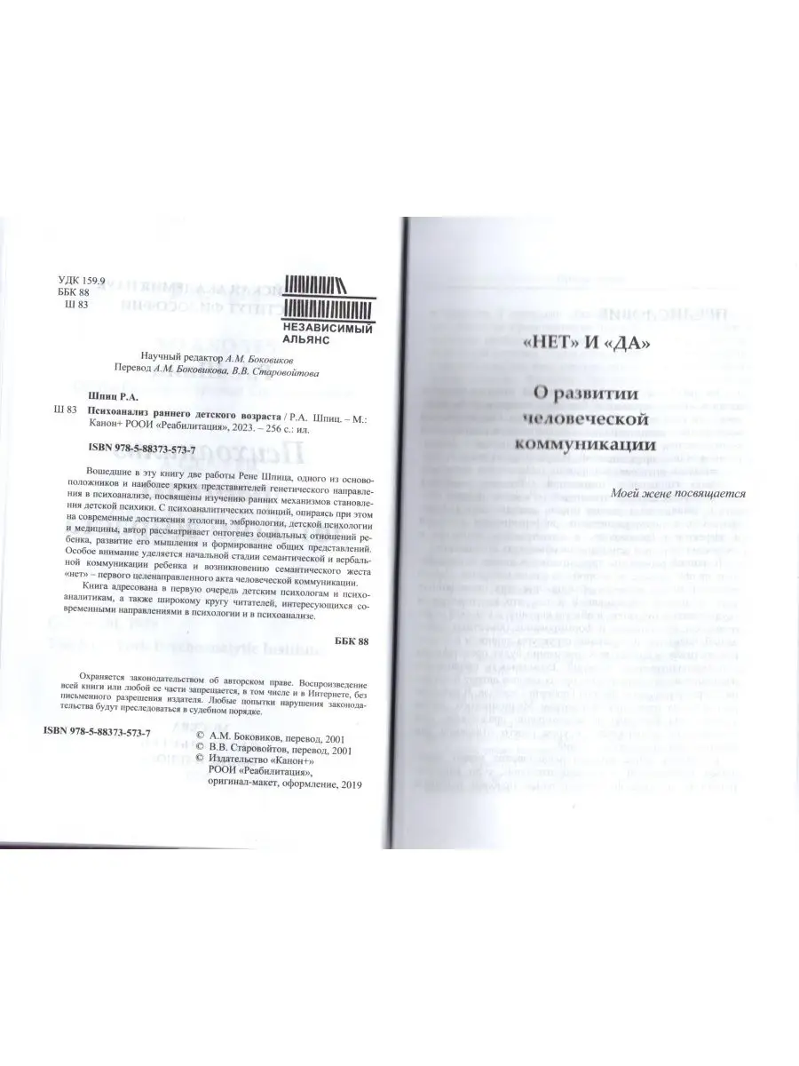 Психоанализ раннего детского возраста Канон-Плюс 12031066 купить в  интернет-магазине Wildberries