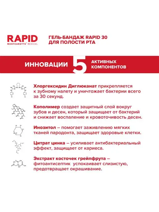 MONTCAROTTE Гель-бандаж для десен с хлоргексидином Рапид 30, Монткаротт, вариант, фото 7