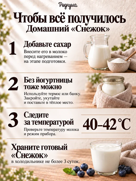 Роднуша Закваска для напитка Снежок, 5 пакетиков, вариант, фото 4