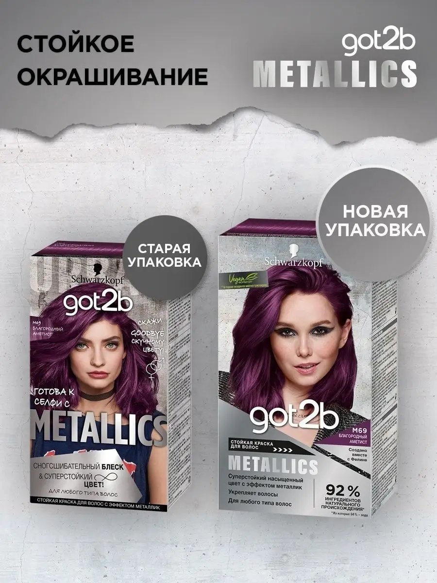 Краска для волос Metallics, блеск и стойкость, 142,5 мл Got2b 12054902  купить в интернет-магазине Wildberries