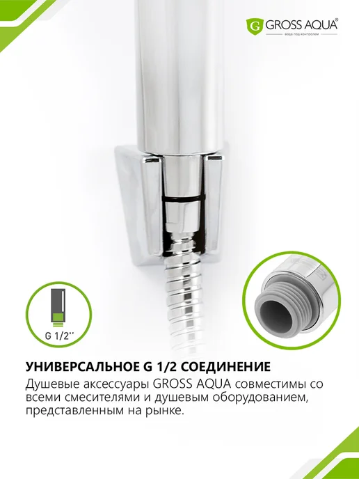 GROSS AQUA Лейка для душа массажная 5 режимов Нова GA3057, серый, фото 5