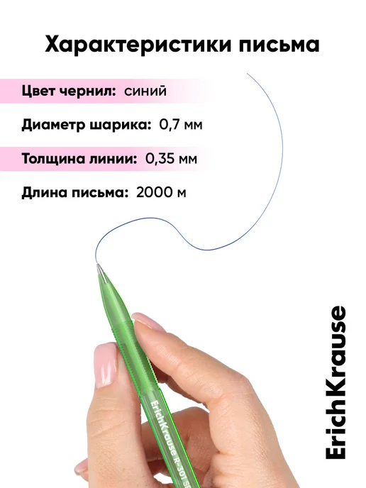 ErichKrause Шариковые ручки синие набор 4 штуки, синий, фото 3