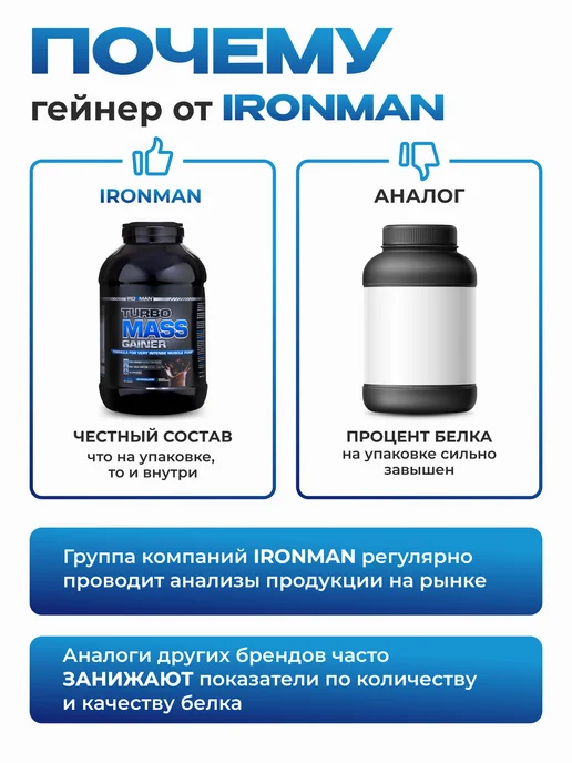 IronMan Гейнер для быстрого набора массы и веса 5 кг Шоколад, 5 кг, фото 4