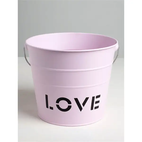 Кашпо подарочное, розовое Love, 15,5 х18 см