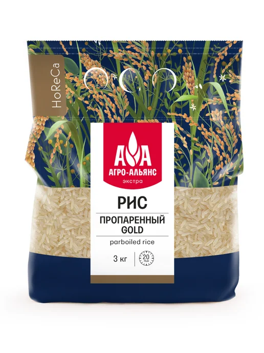 Агро-Альянс Рис пропаренный GOLD 3кг, 3 кг