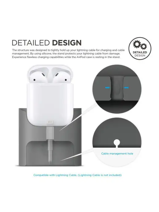 Elago Стенд для AirPods Charging station, серый, фото 4