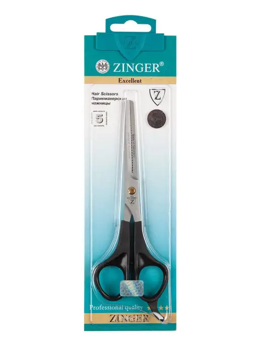 ZINGER Ножницы парикмахерские филировочные для стрижки волос, черный, фото 3