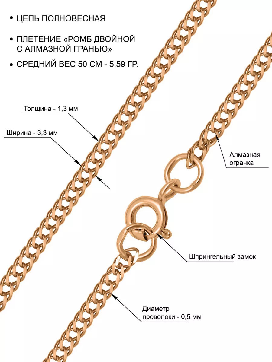 Цепочка на шею женская серебро 925 ромб двойной Золотой Меркурий 12141357  купить за 1 628 ₽ в интернет-магазине Wildberries