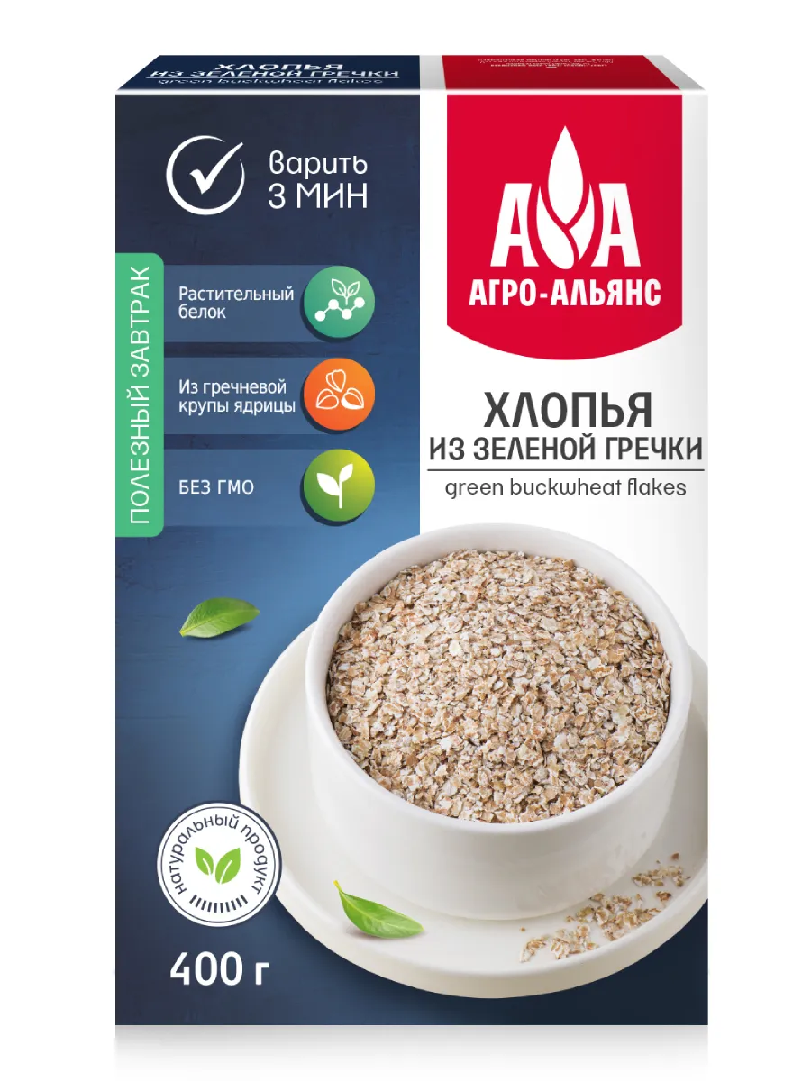 Хлопья из зеленой гречки 400г