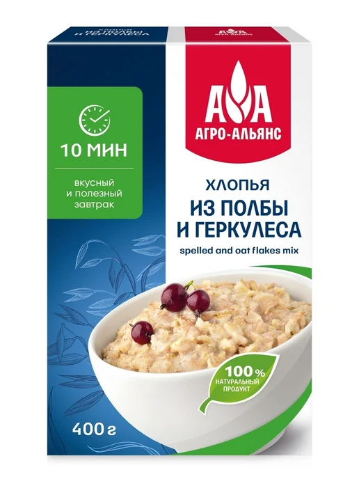 Агро-Альянс Хлопья из полбы и геркулеса 400 г, 400 г