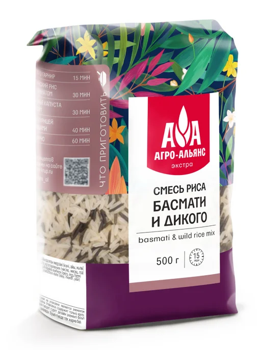 Агро-Альянс Смесь басмати и дикого риса 500г, 500 г, фото 2