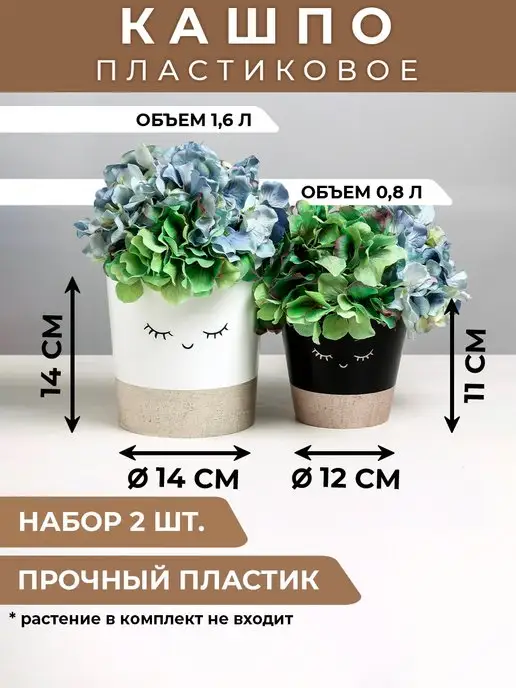 Сима-Ленд & Дарите Счастье Набор пластковых кашпо 2 в 1, черный
