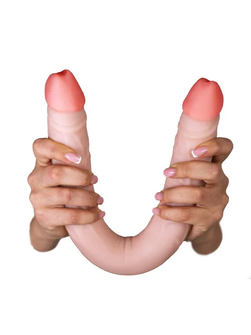 LOVETOY (А-Полимер) Двусторонний фаллоимитатор из киберкожи - 47,7 см, бежевый, фото 5