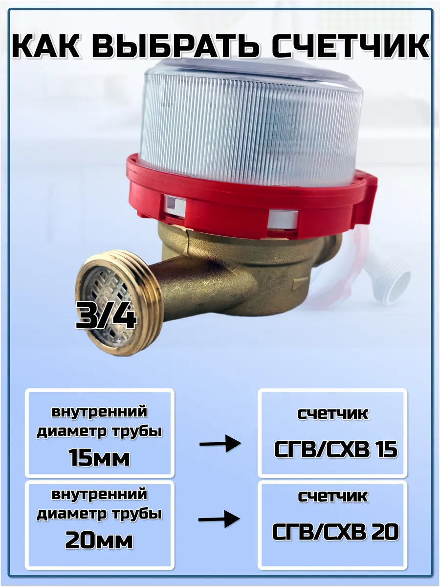 Счетчик воды СГВ-15 (без монтажного комплекта) БЕТАР 12194030 купить за 805  ₽ в интернет-магазине Wildberries