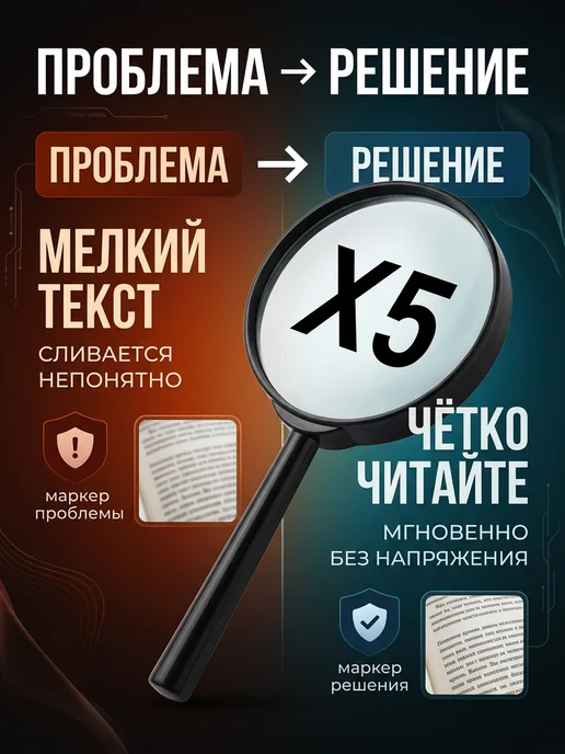 Всё для дома Лупа для чтения с ручкой увеличение 5, диаметр 90 мм, вариант, фото 3