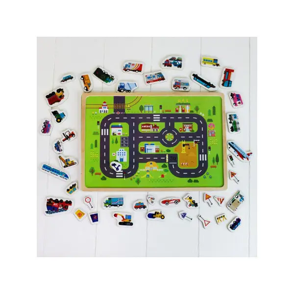 Магнитный конструктор "Городское движение", деревянный