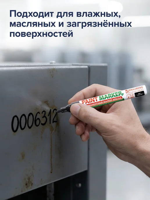 Brauberg Маркер-краска лаковый paint marker 4 мм черный без запаха, черный, фото 4