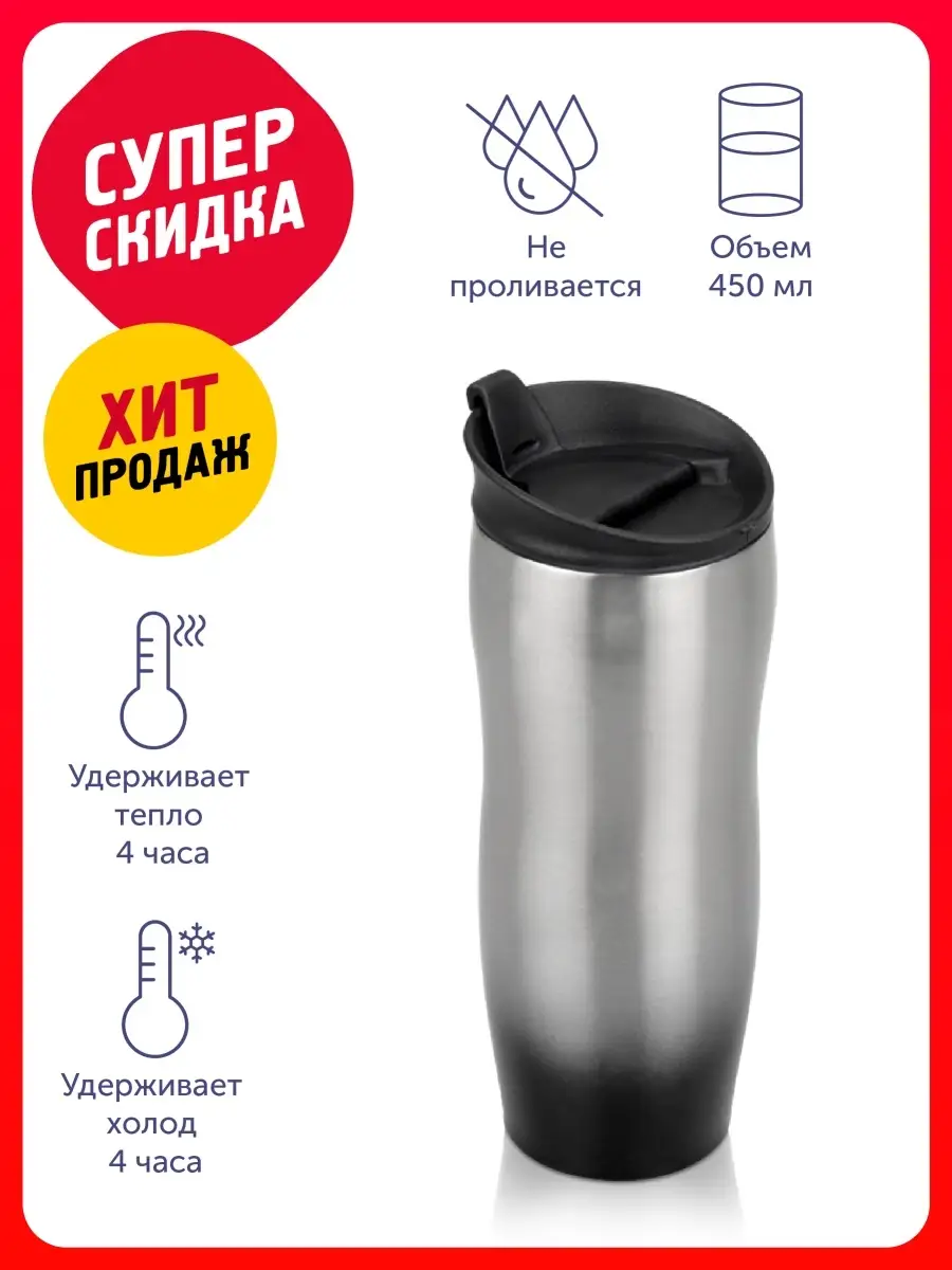 Термокружка Порт Дю Солей 450млдля кофе чая,в машину,походна…