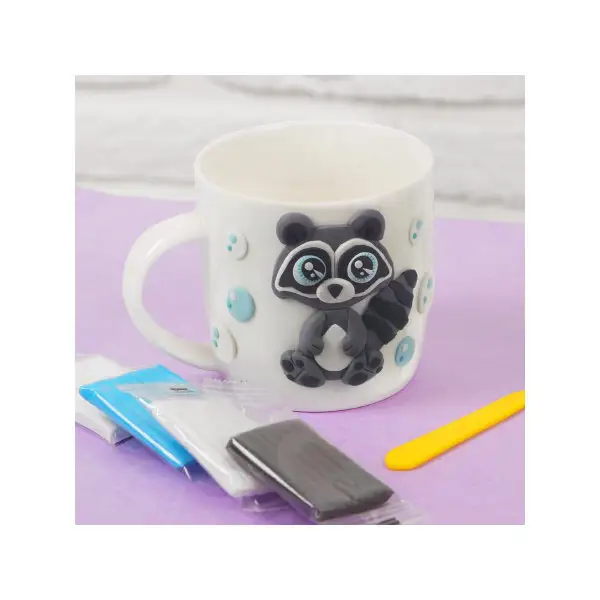 Кружка для декорирования полимерной глиной "Серый енот" 300 мл