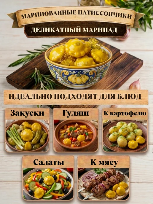 Скатерть-Самобранка Патиссоны маринованные, 720мл, 720 мл, фото 2
