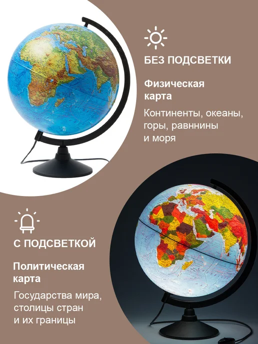 Globen Глобус Земли физико-политический 32 см, вариант, фото 2