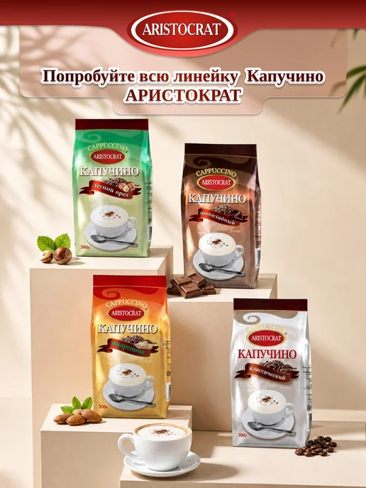 ARISTOCRAT Капучино растворимый "Шоколадный" 300 гр, 300 г, фото 3