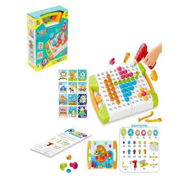 Конструктор винтовая мозайка "Пуговки шестеренки", 3 в 1/с ш