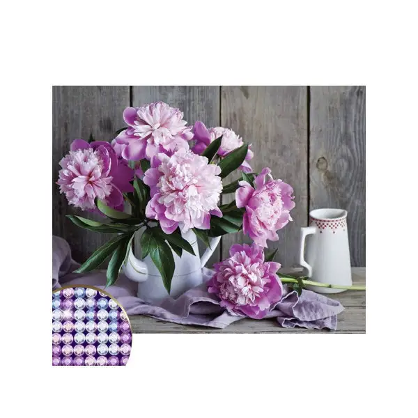 Алмазная вышивка с частичным заполнением "Пионы", 40х30 см