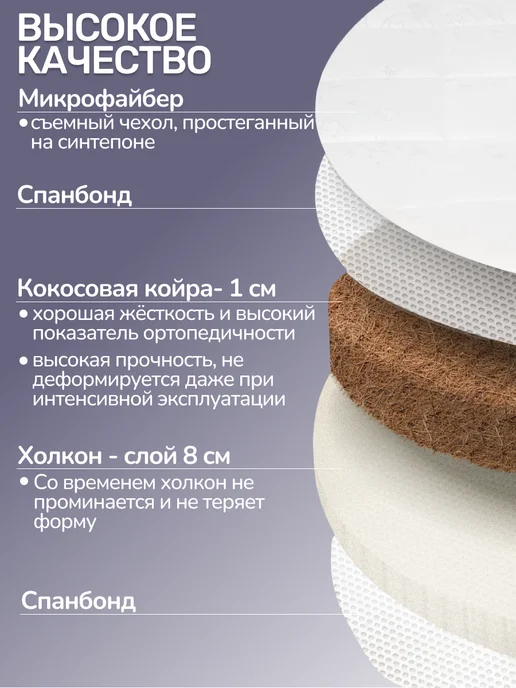 Amore mio. Матрас овальный к кроватке 125х73 см, 125x75 см, фото 2