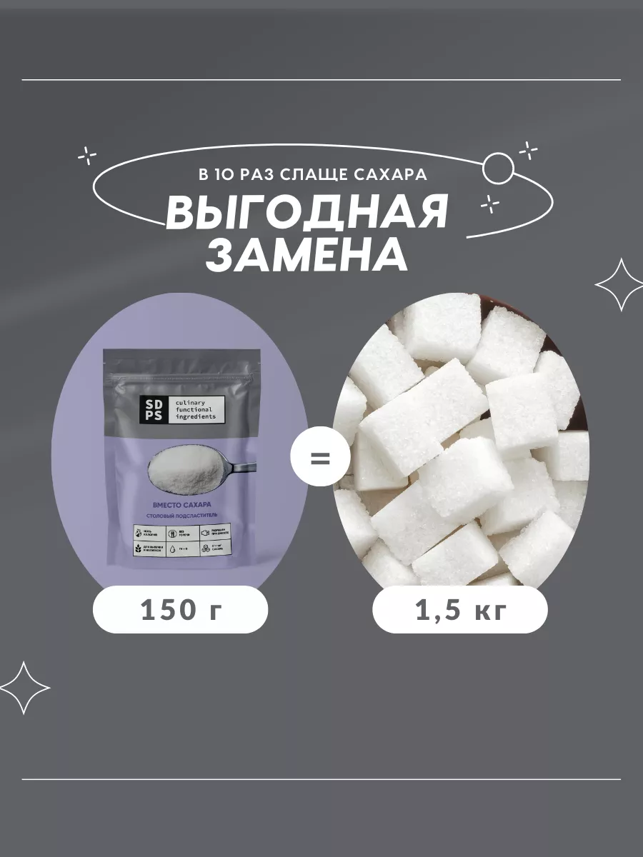 Подсластитель ВМЕСТО САХАРА, 150 г SDPS culinary functional ingredients  12290689 купить за 368 ₽ в интернет-магазине Wildberries