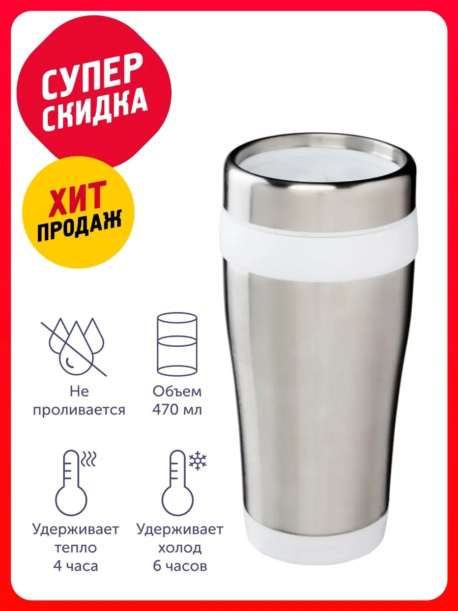 Термокружка герметичная Elwood 470млдля кофе чая,в машину,по…