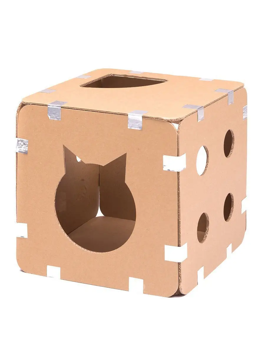 Картонный домик-коробка для кошек сборной / Комплект для сборки Quattro, 1  куб. ECOPET 12304091 купить за 344 ₽ в интернет-магазине Wildberries
