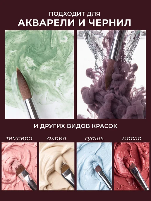 Малевичъ Кисть из синтетики набор 3шт, для рисования "Фрида", 3 шт, фото 6