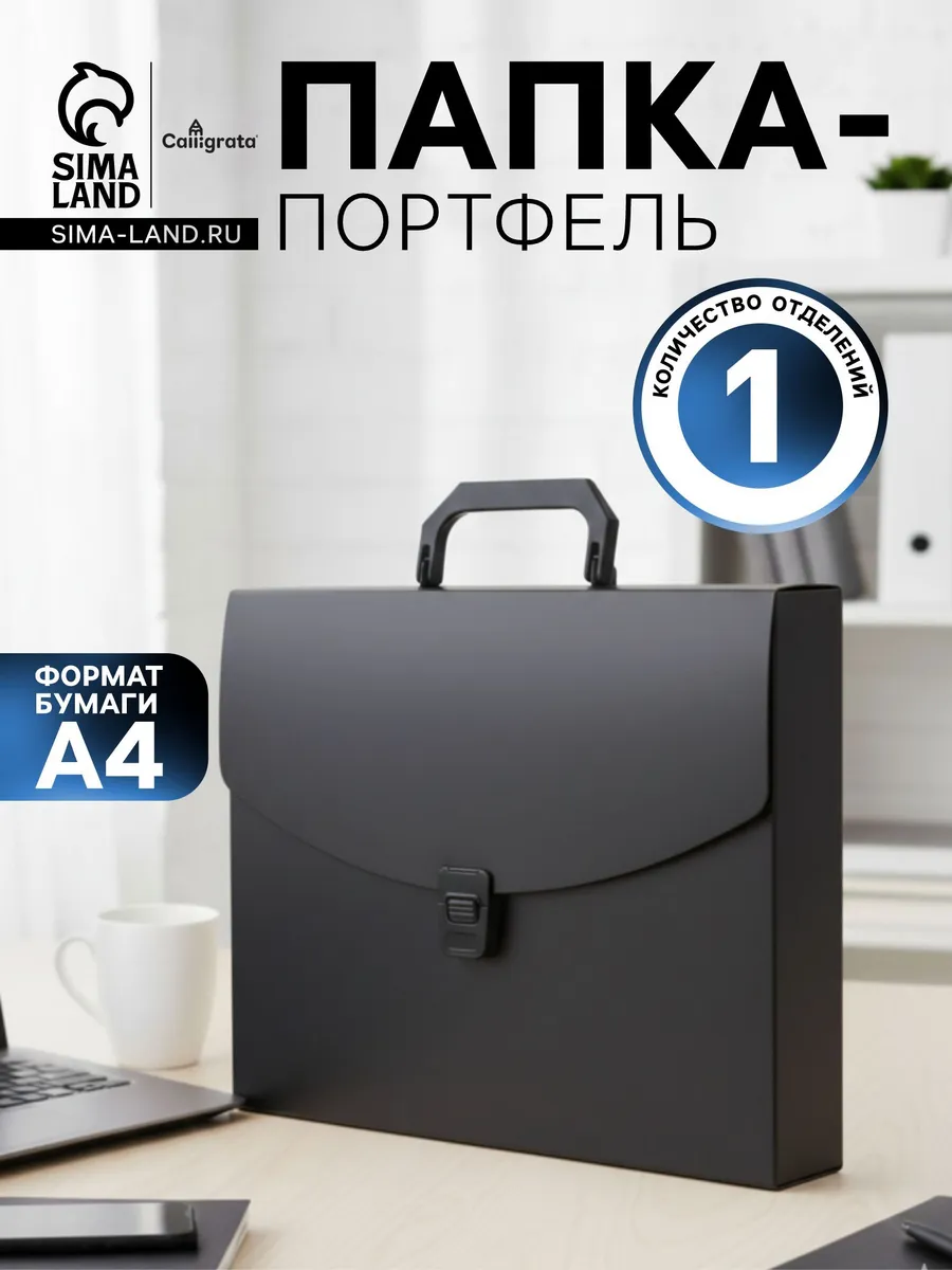 Папка-портфель А4, 1 отделение, черный