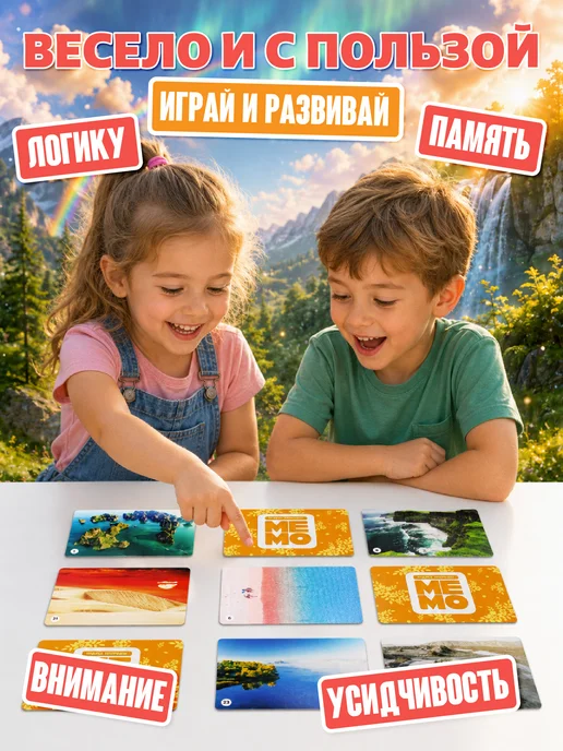ДЕСЯТОЕ КОРОЛЕВСТВО Настольная игра для детей МЕМО "Чудеса природы", белый, фото 6