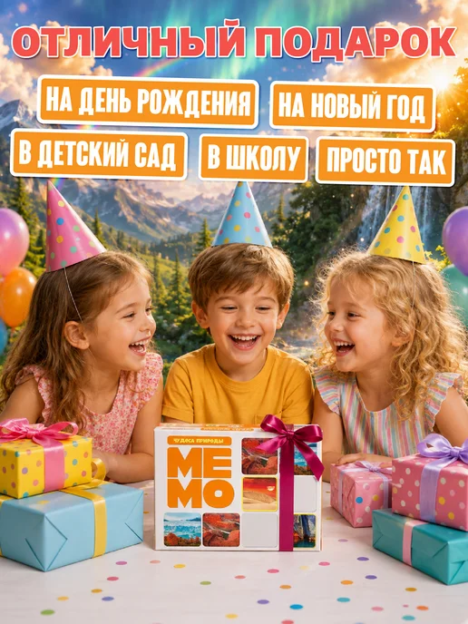 ДЕСЯТОЕ КОРОЛЕВСТВО Настольная игра для детей МЕМО "Чудеса природы", белый, фото 7