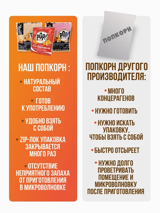 POP Gourmet Popcorn Попкорн микс карамель, кола, сливочная ириска с миндалем, 3 шт, фото 2